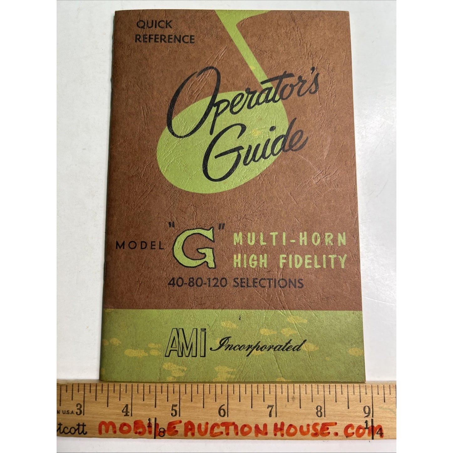 RARE ORIGINAL AMi Model "G" Operators Guide for 40-80-120 Selections Manual