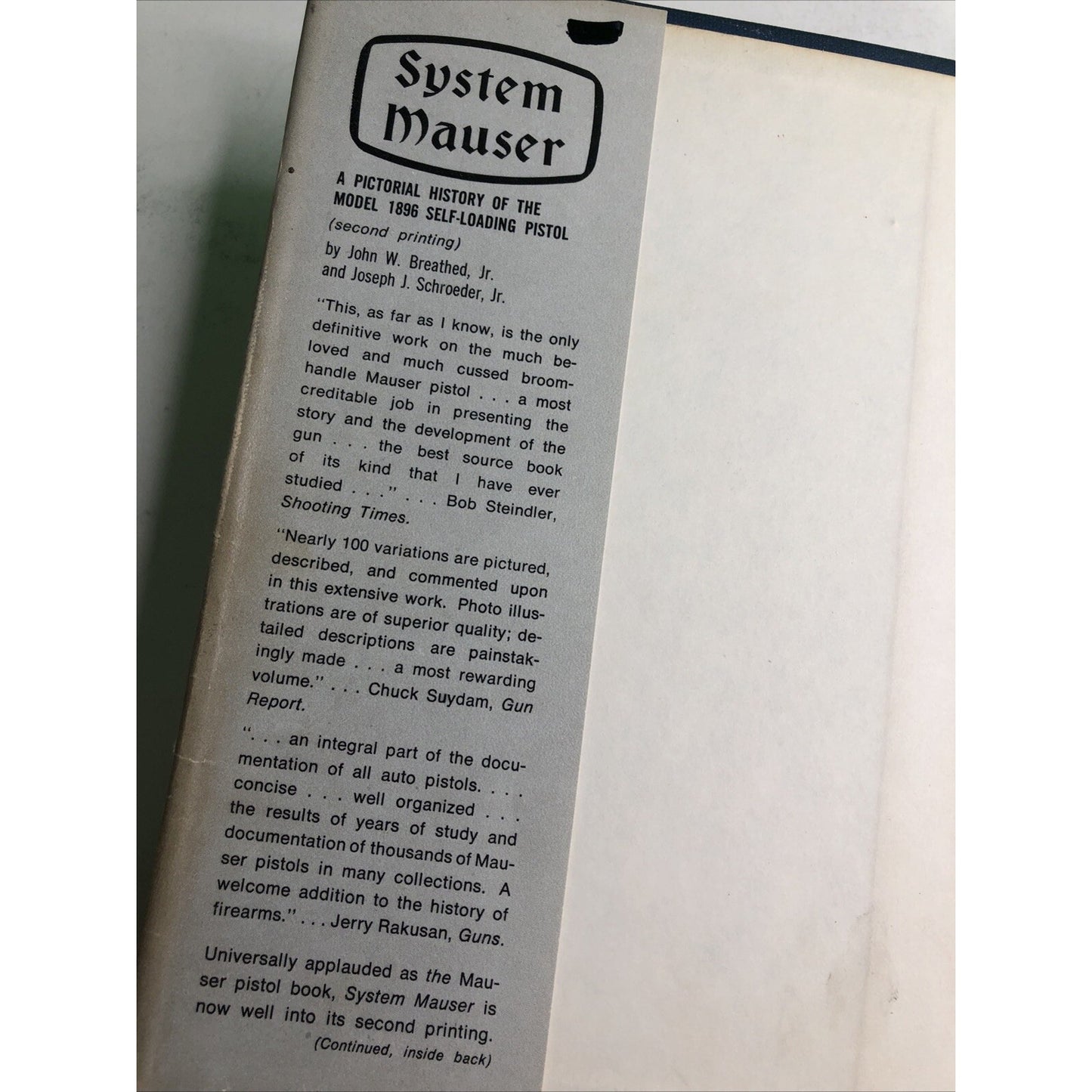 System Mauser Pictorial History Model 1896 Pistol By Breathed & Schroeder 1967