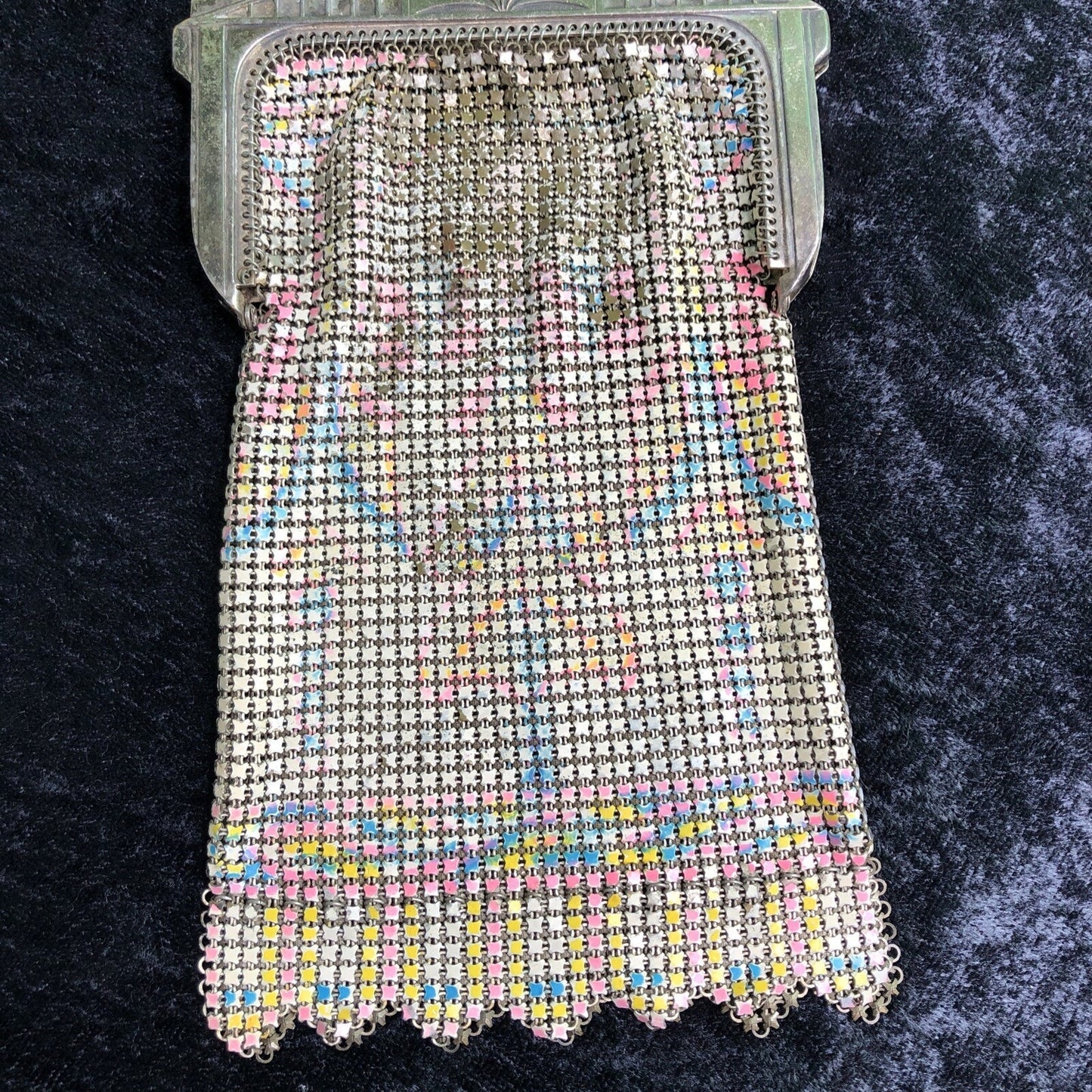 Vintage Antique Whiting & Davis Mesh Enameled Purse Deco Nouveau Imperfect