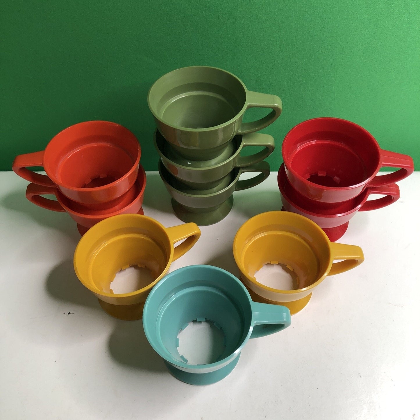Set 10 VTG SOLO Cozy Cup Holders No. 68 Plastic Red Orange Yellow Blue Green MCM
