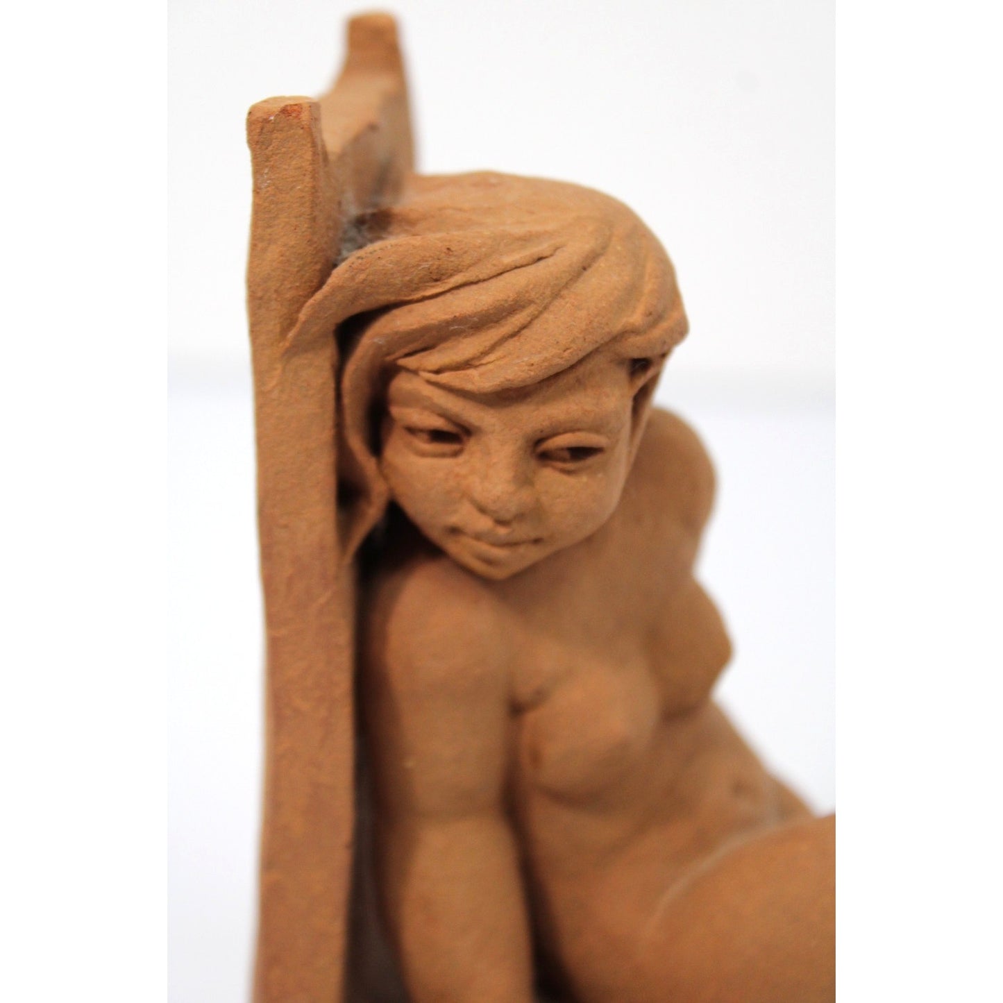 Original Art Sculpture- Terra Cotta- Seated Nude, Signed, 7.75" H
