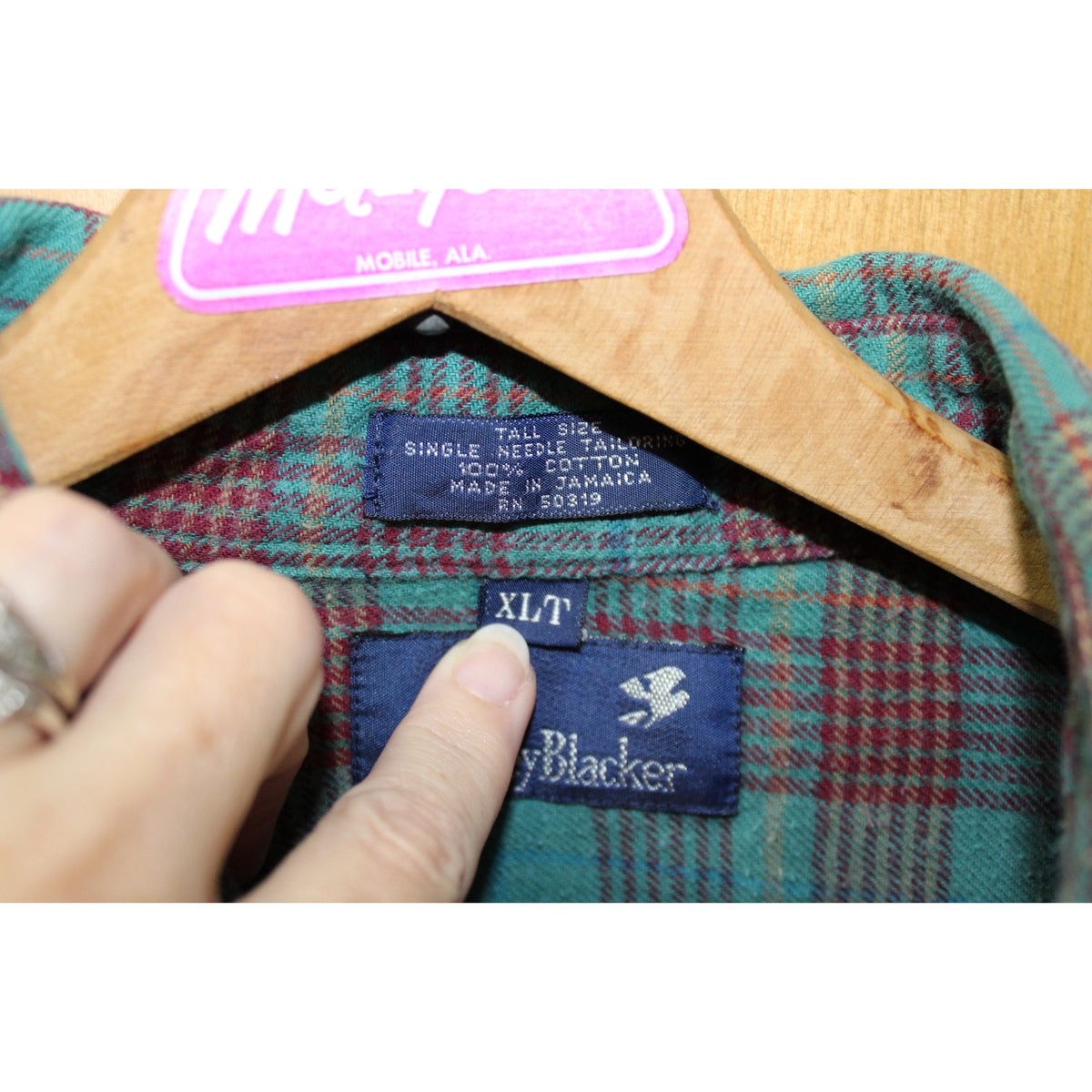 Vintage Stanley Blacker Men's XLT Teal Red Cotton Plaid Flannel Shirt