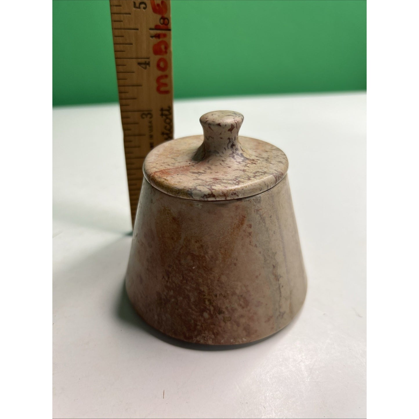 Carved Soapstone Small Jar Trinket Vanity Natural Stone with Lid