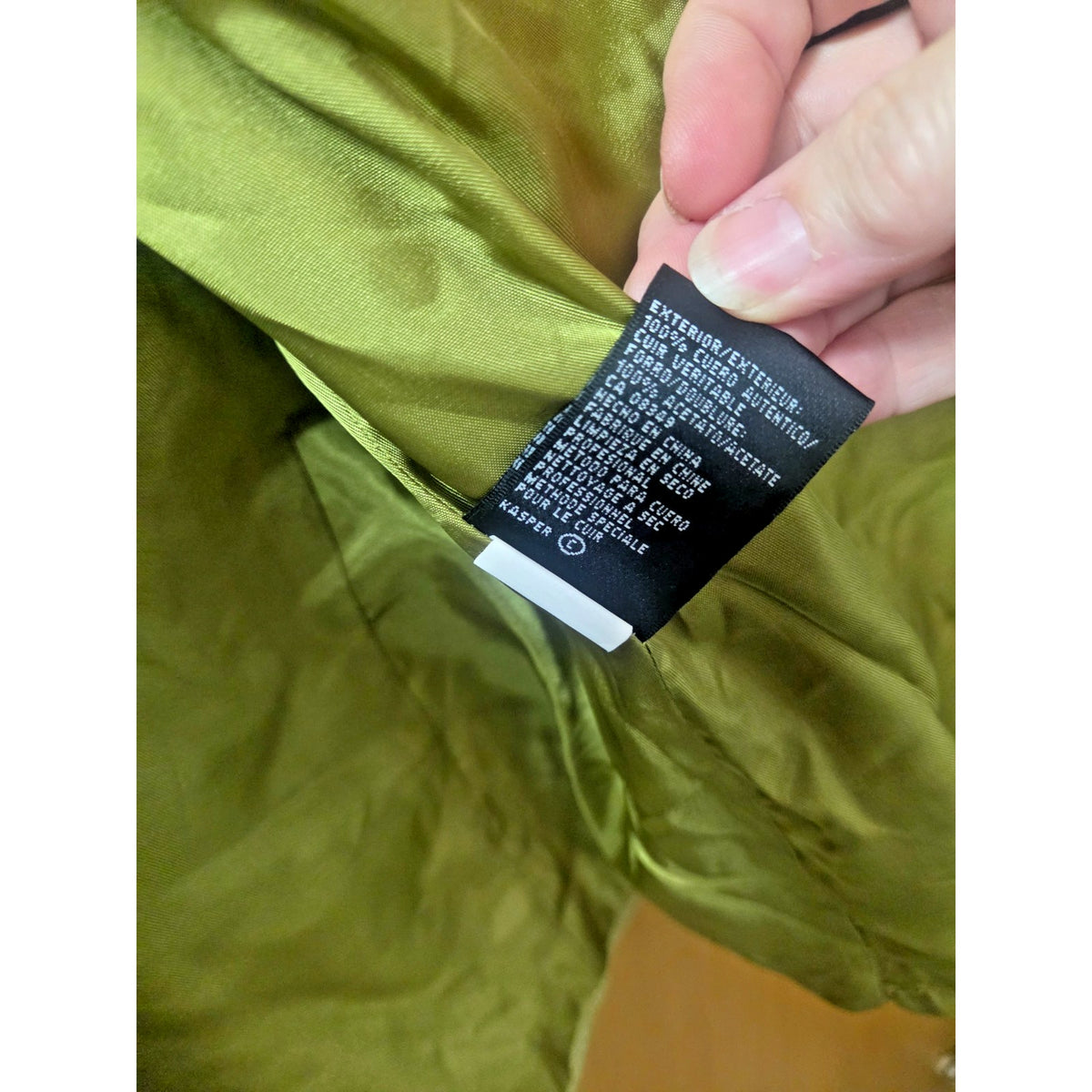 Vintage Kasper 2X Chartreuse Lime Green Suede Peplum Jacket Smocked Leather