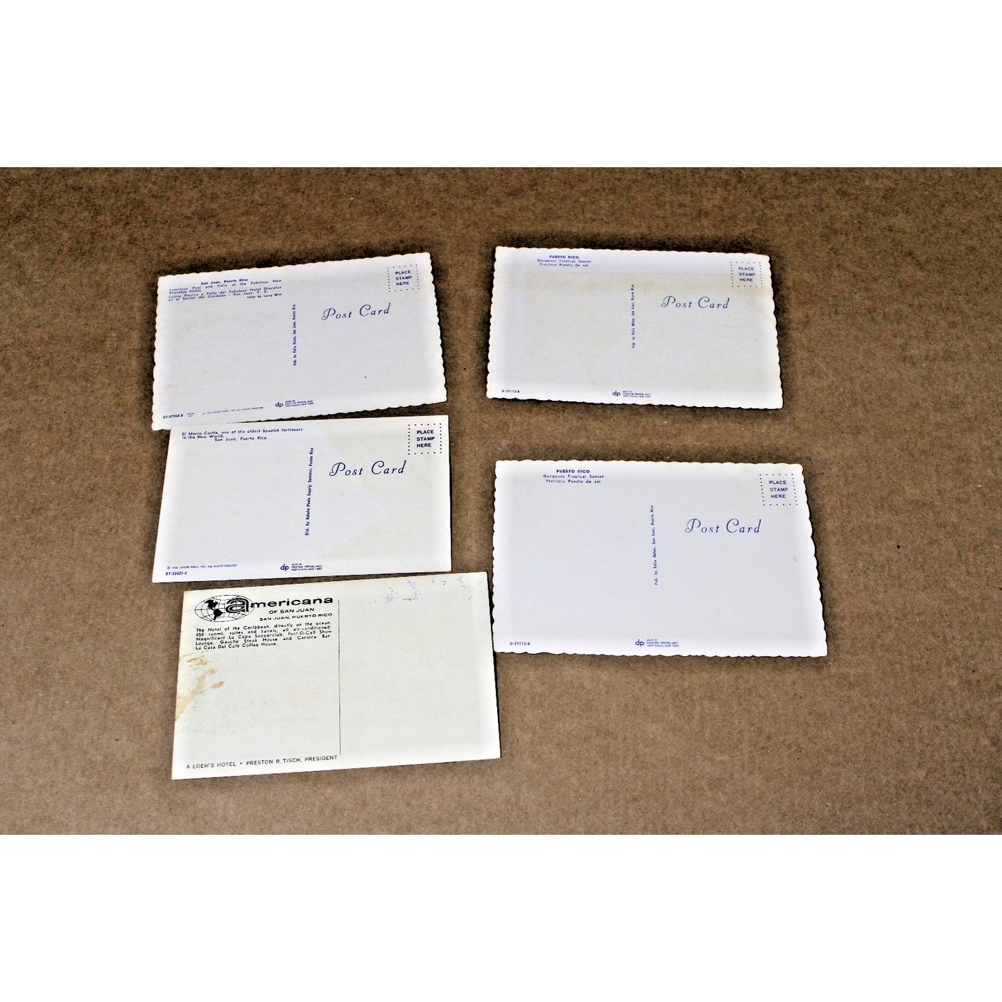 Lot of 5 Vintage Puerto Rico Travel Photo Postcards 4 Different Designs Unposted