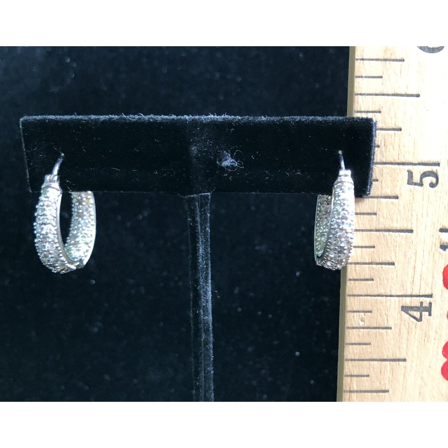 Vintage Sterling Silver Pave Set Rhinestone Earrings