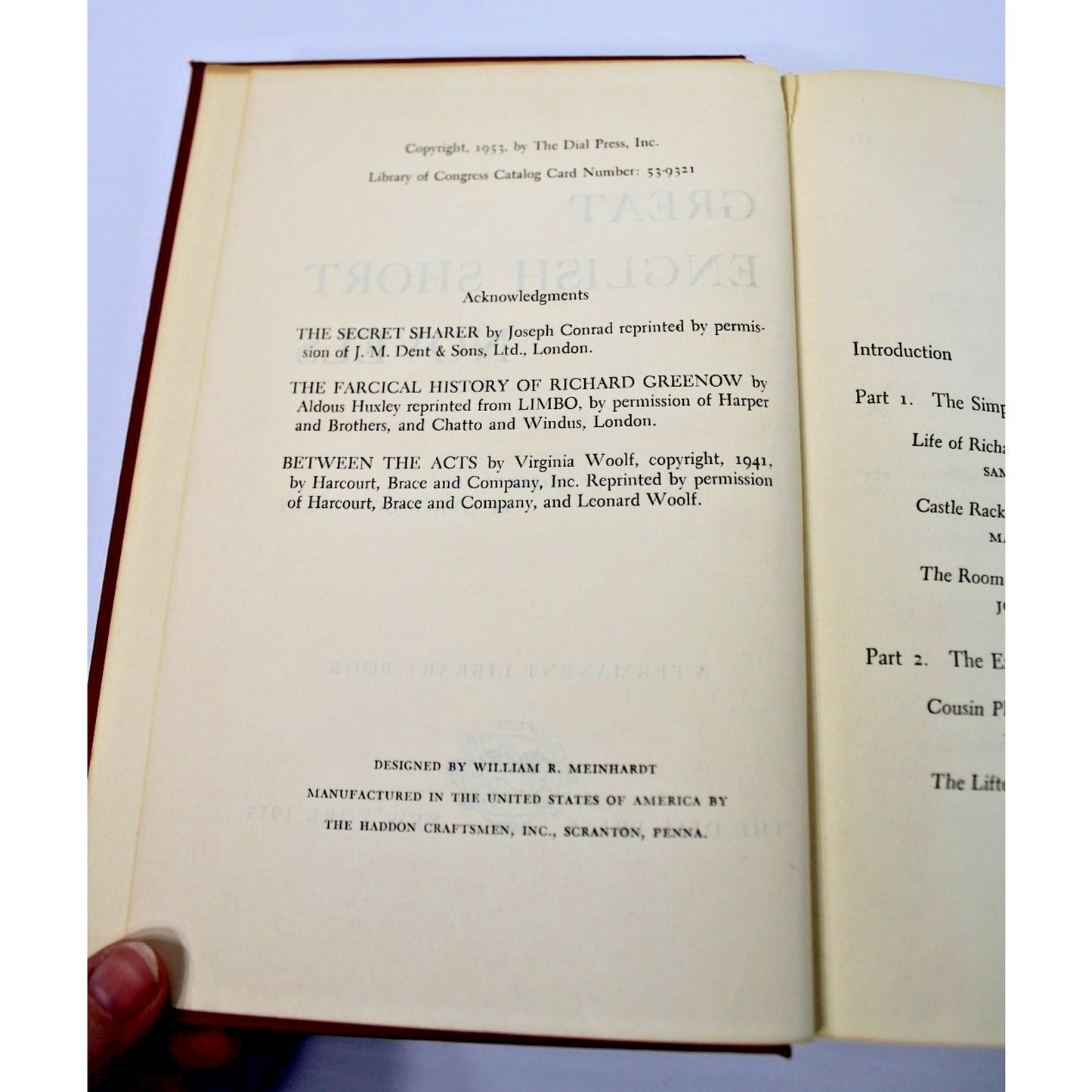Great English Short Novels- Dial Permanent Library Book, 1953, Woolf, Huxley