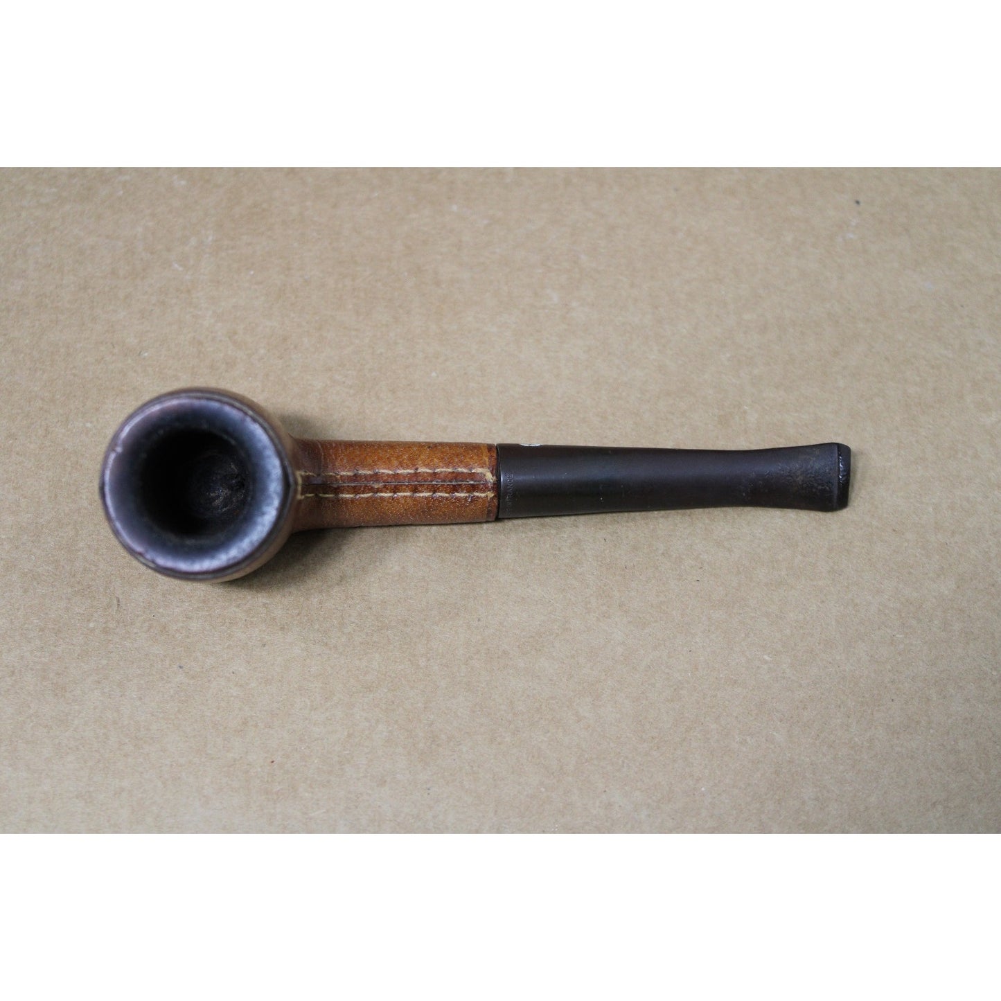 Vintage French Leather-Covered Tobacco Pipe, Jeantet of Saint-Claude