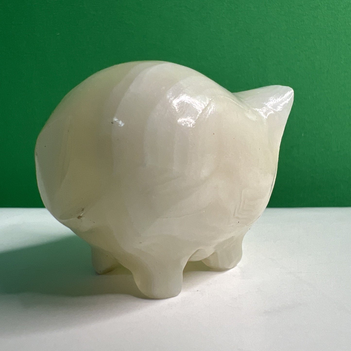 Carved White Opaque Quartz Stone Pig Figurine Healing Stone Free Shipping!