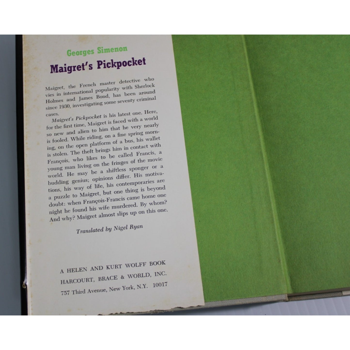 Maigret's Pickpocket by Georges Simenon HC DJ 1st First Edition Very Good 1968