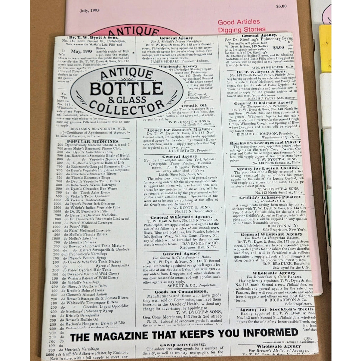 Vintage Antique Bottle & Glass Collector Magazine Lot 1995 Run Set of 11 Issues