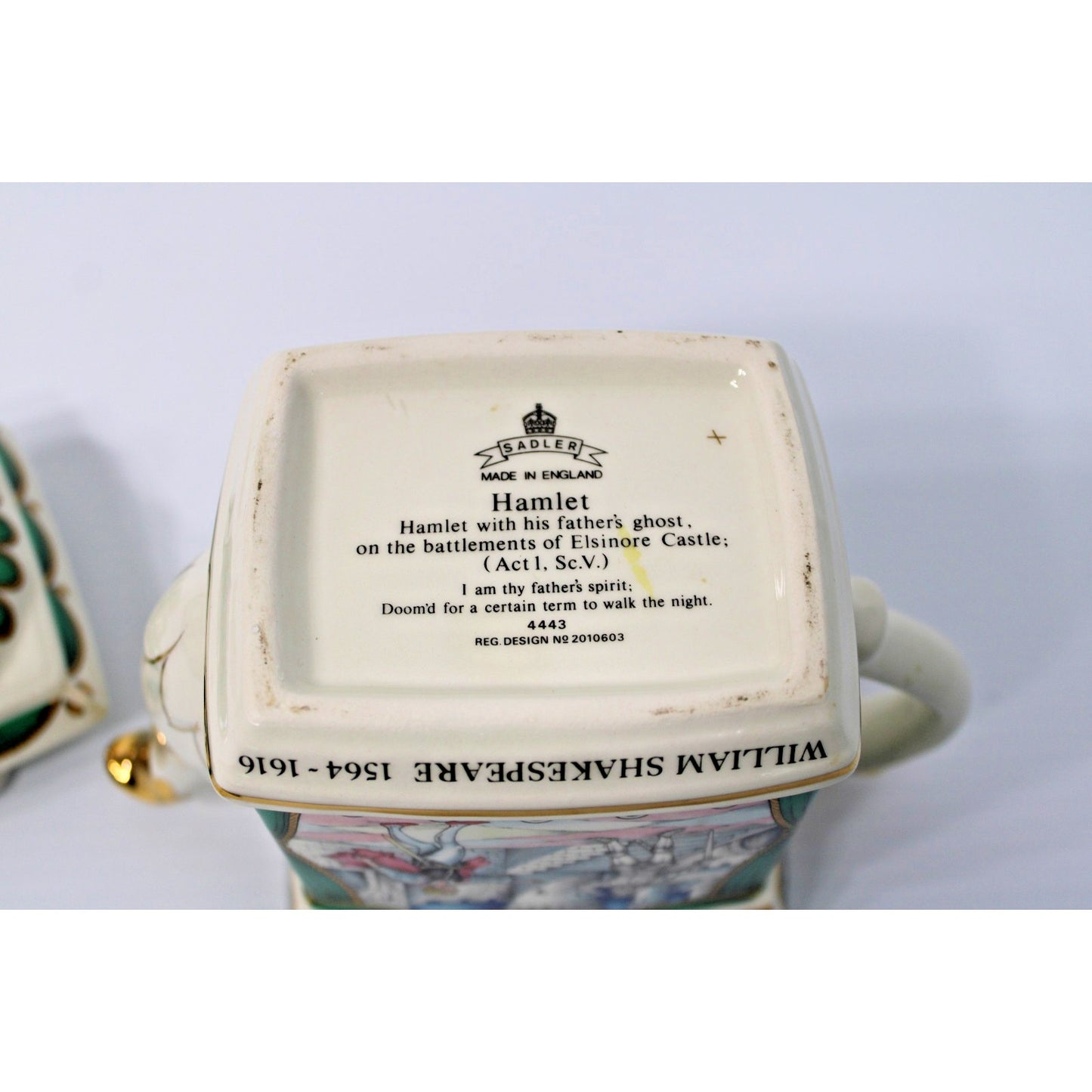 Vintage James Sadler Staffordshire England Teapot, "Hamlet" Shakespeare Series