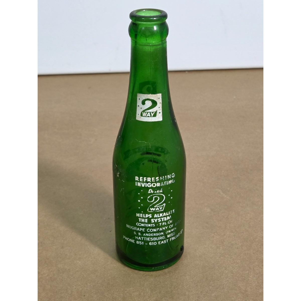 Rare 1946 2 Way Soda Bottle - Hattiesburg MS NuGrape - Ritzy Mixer ACL