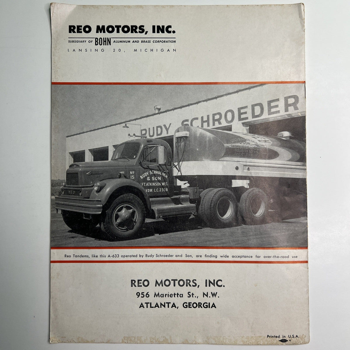 Lot 2 REO Trucks 22R Ad & 1956 News Magazine Tandems Vehicle Illustrated
