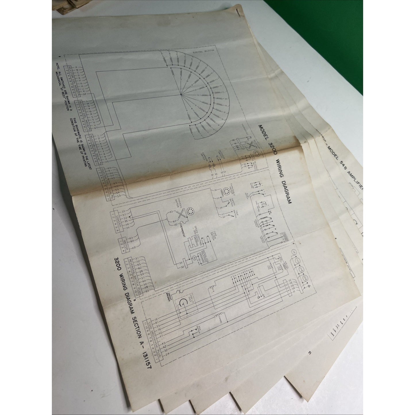 Wurlitzer Model #3200 Wiring Diagram, Schematic + 548 Amplifier: 5 originals