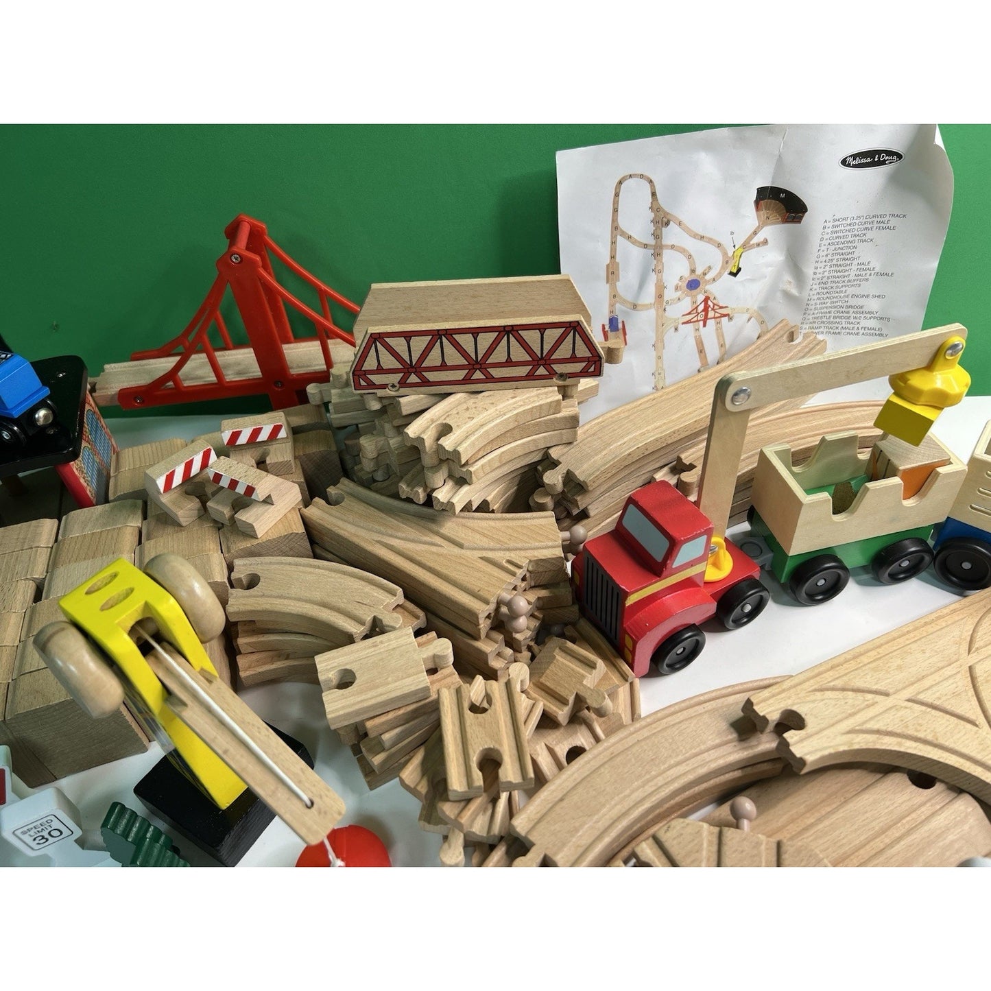 Wooden Train Railway Set 140+pcs Brio Compatible Track & Trains Melissa & Doug