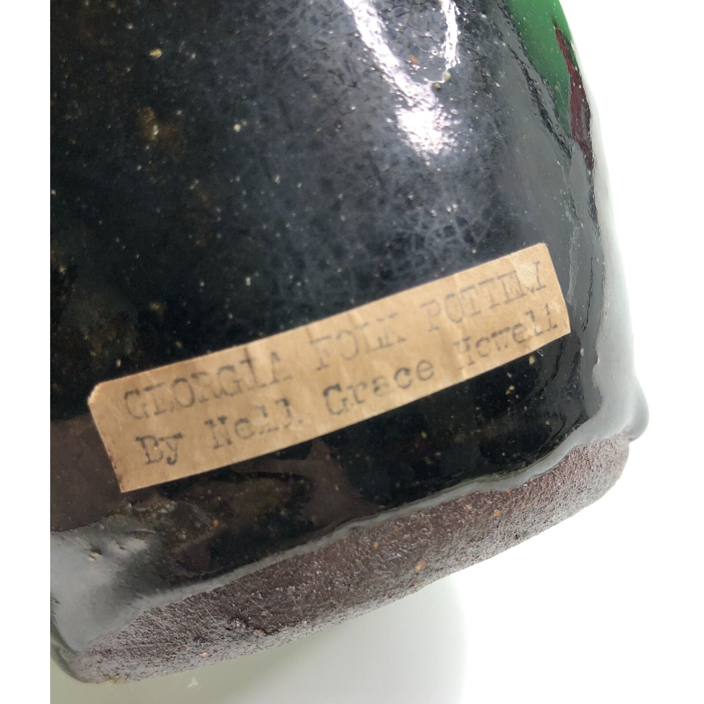 Signed Grace Nell Hewell (1933-2016) Folk Art Pottery Pitcher Georgia Potter