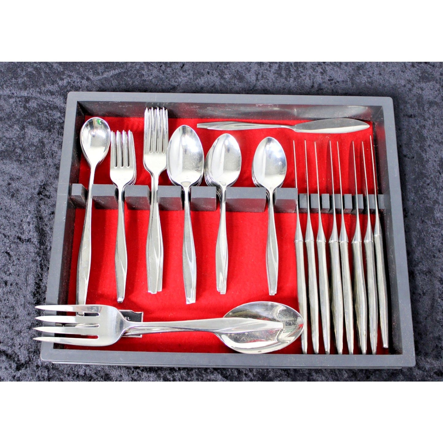 58 Pc. Gorham Stegor WAIKIKI Stainless Glossy Silverware Flatware, Vintage 1960s