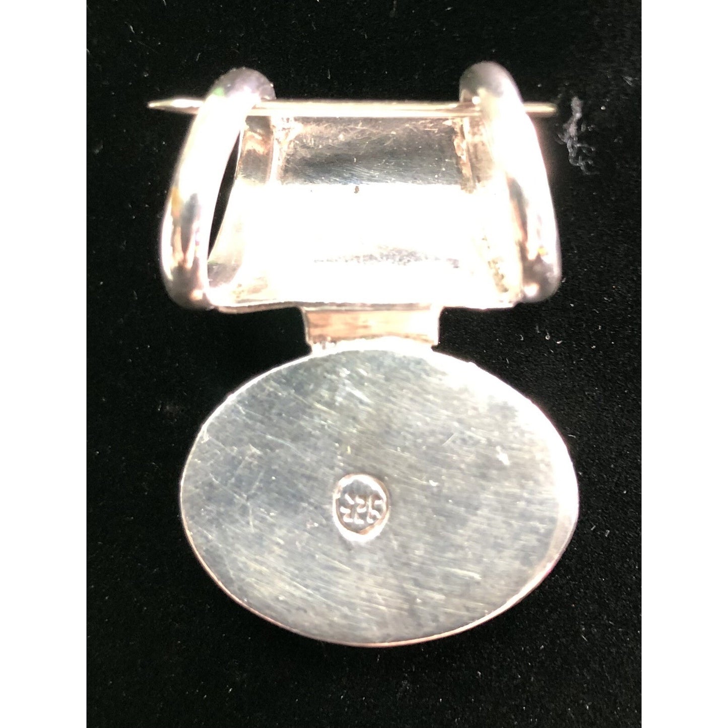 Vintage Chunky Black Onyx Sterling Silver Pendant Statement Piece 925