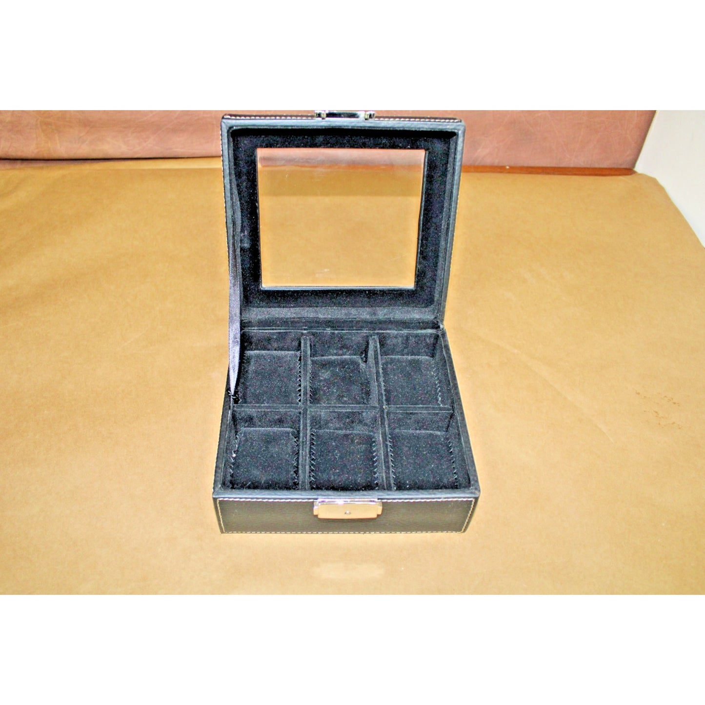 Luxury Watch Jewelry Box Bracelets Storage Leather Displa Top Clasp Black
