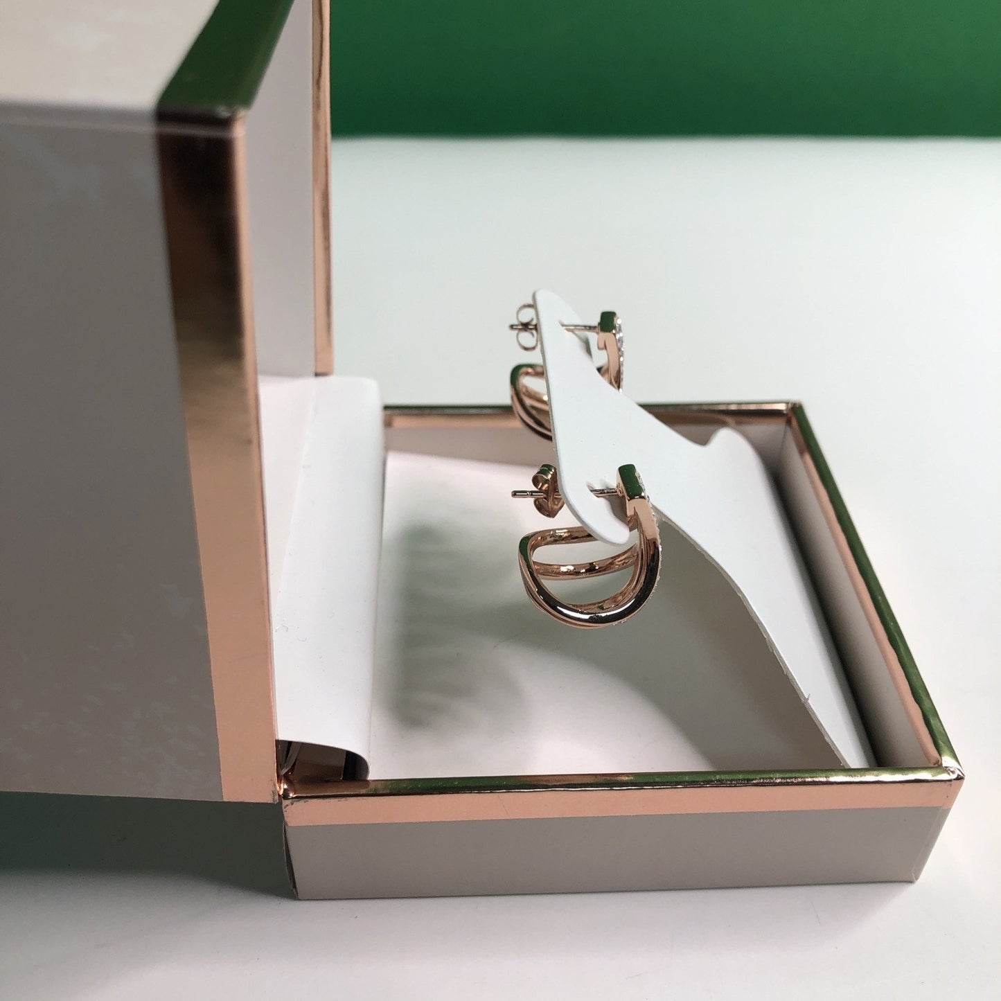 Chrystina Genuine Crystal Earrings New in Box Sparkly Dressy Rose Gold Tone