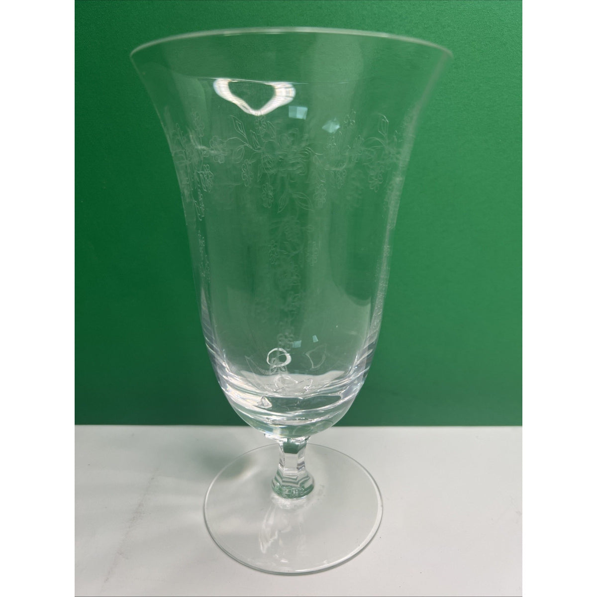 One Lenox Castle Garden Iced Tea Glass Stemmed Etched Glassware