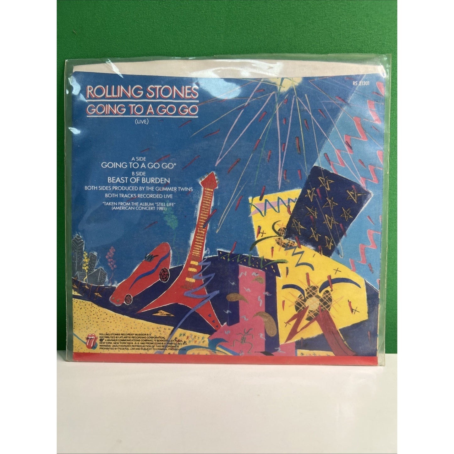 ROLLING STONES Going to a Go Go / Beast of Burden w/Picture Sleeve 45 RPM 1982