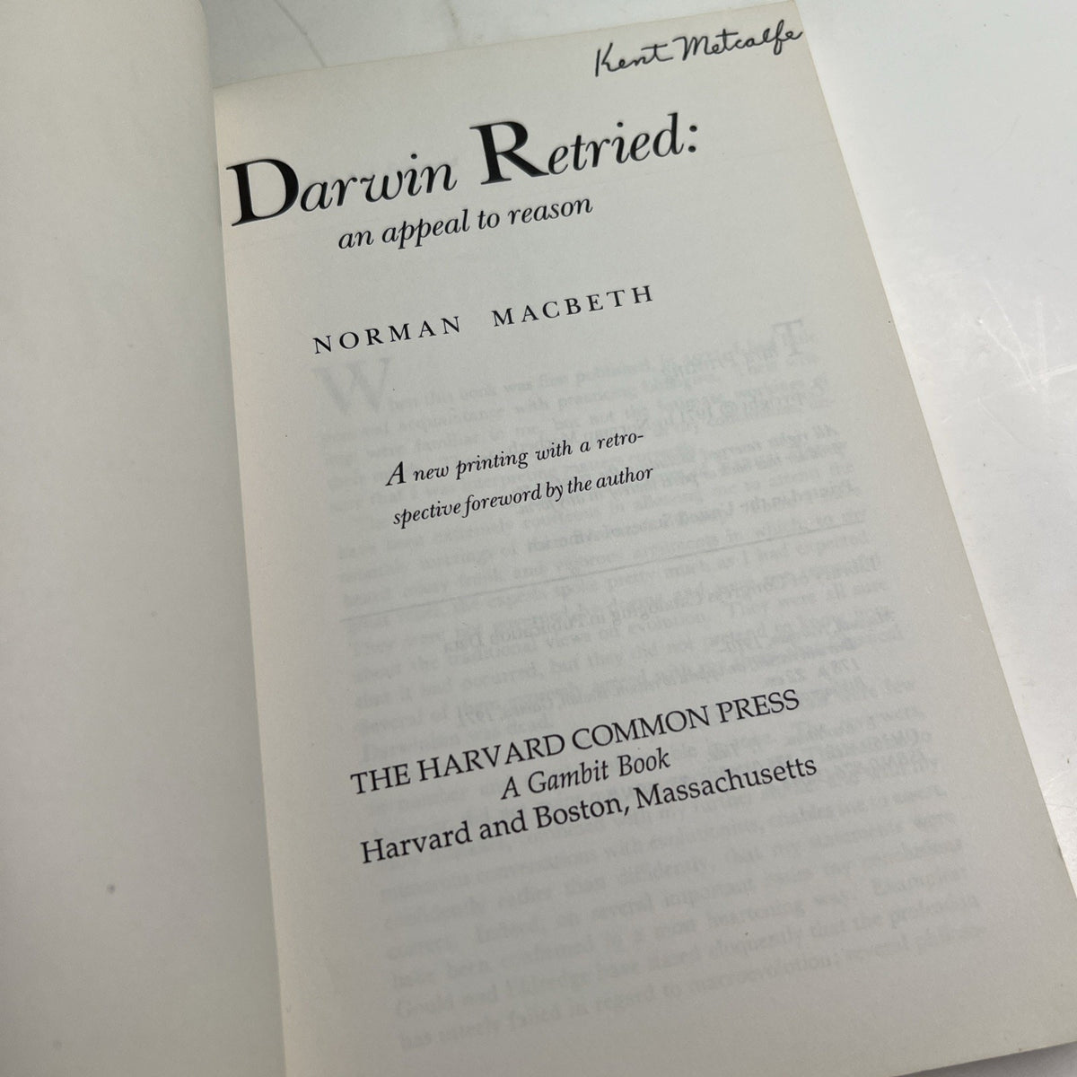 Darwin Retried An Appeal to Reason by Norman Macbeth 1971 PB 3rd Printing