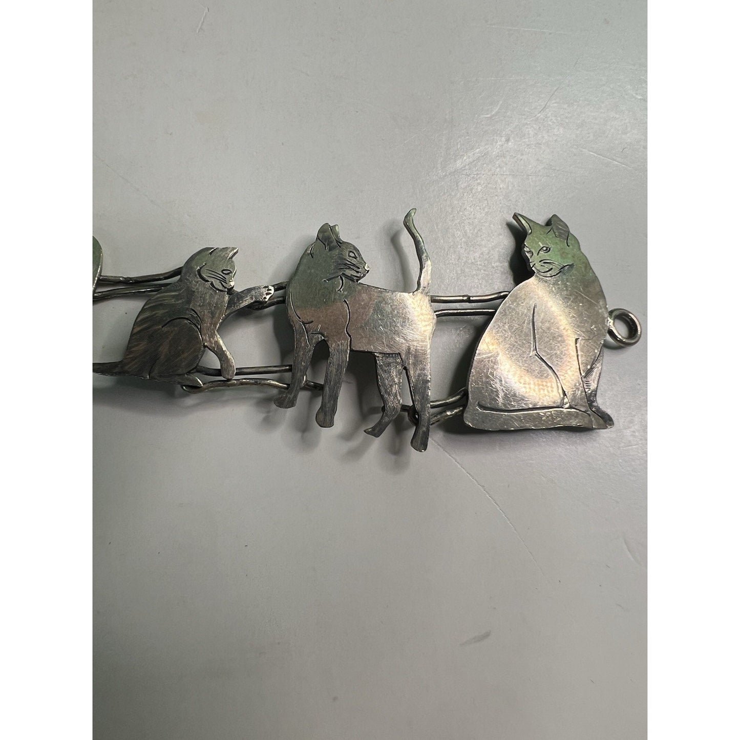 Vintage Metal Wild Bryde CAT BRACELET Link Jewelry 7”