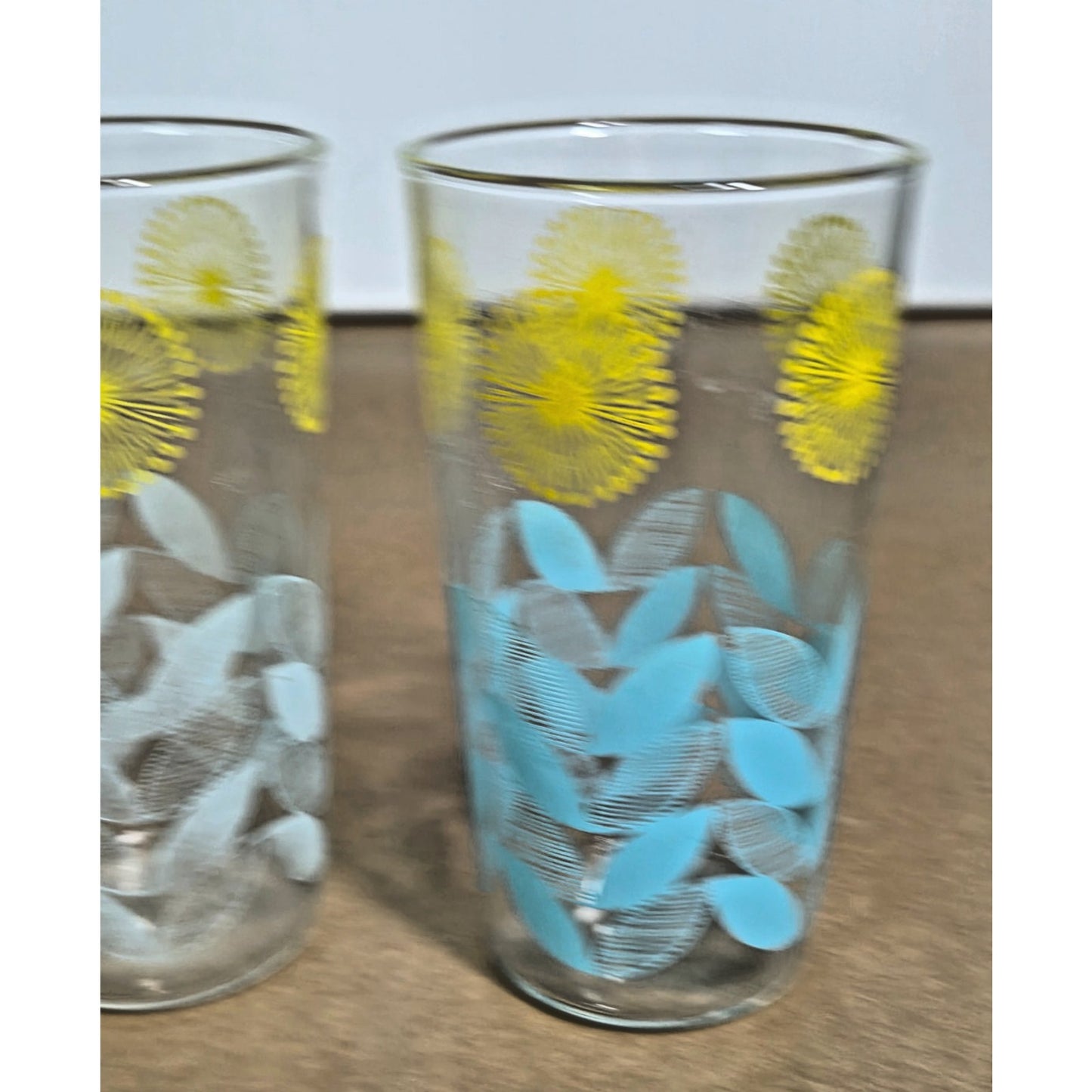 Vintage Federal Glass MCM Atomic Dandelion Sunburst Juice Glasses - Set of 4