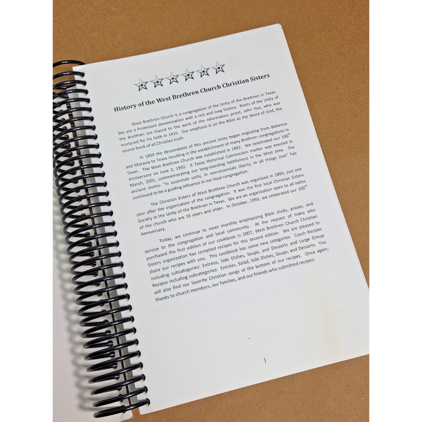 Vintage West Brethren Church Czech Sisters Cookbook - Texas History Recipes 2010