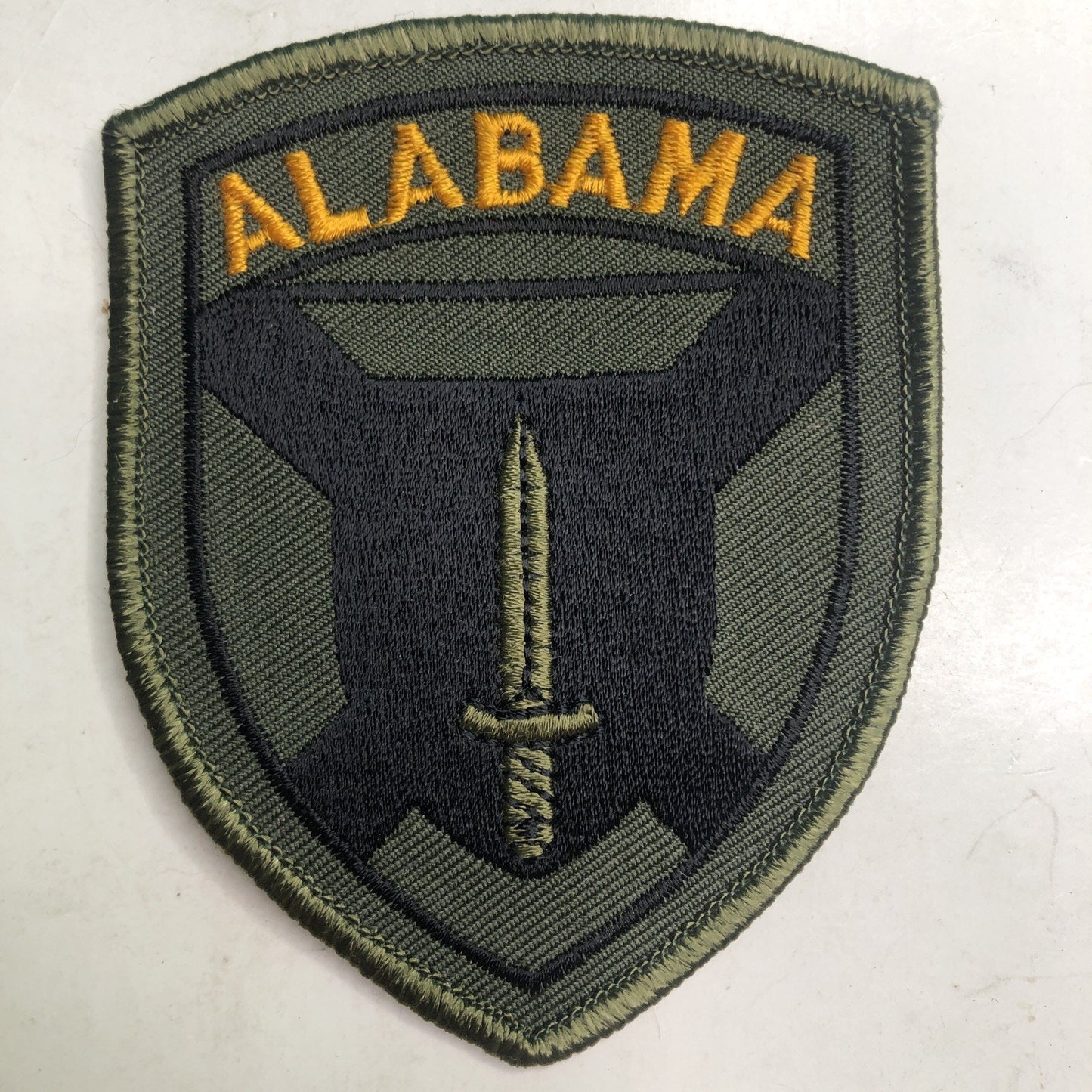 ARMY Emdroidered Patch, ALABAMA STATE GUARD Sword OD (Olive Drab) Green 3.5”