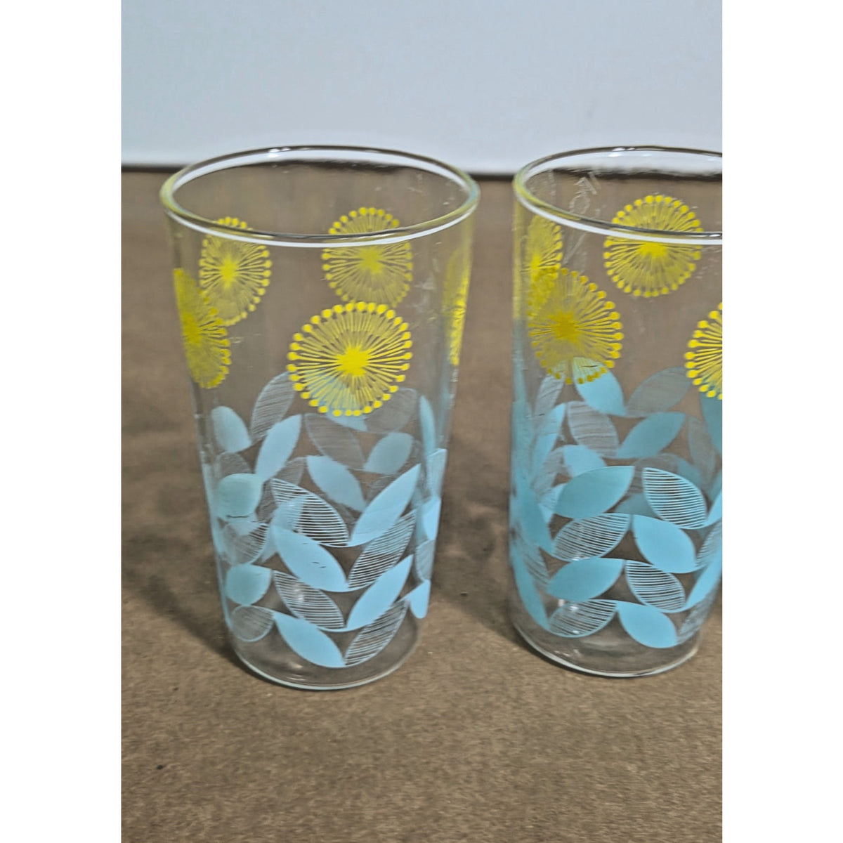 Vintage Federal Glass MCM Atomic Dandelion Sunburst Juice Glasses - Set of 4