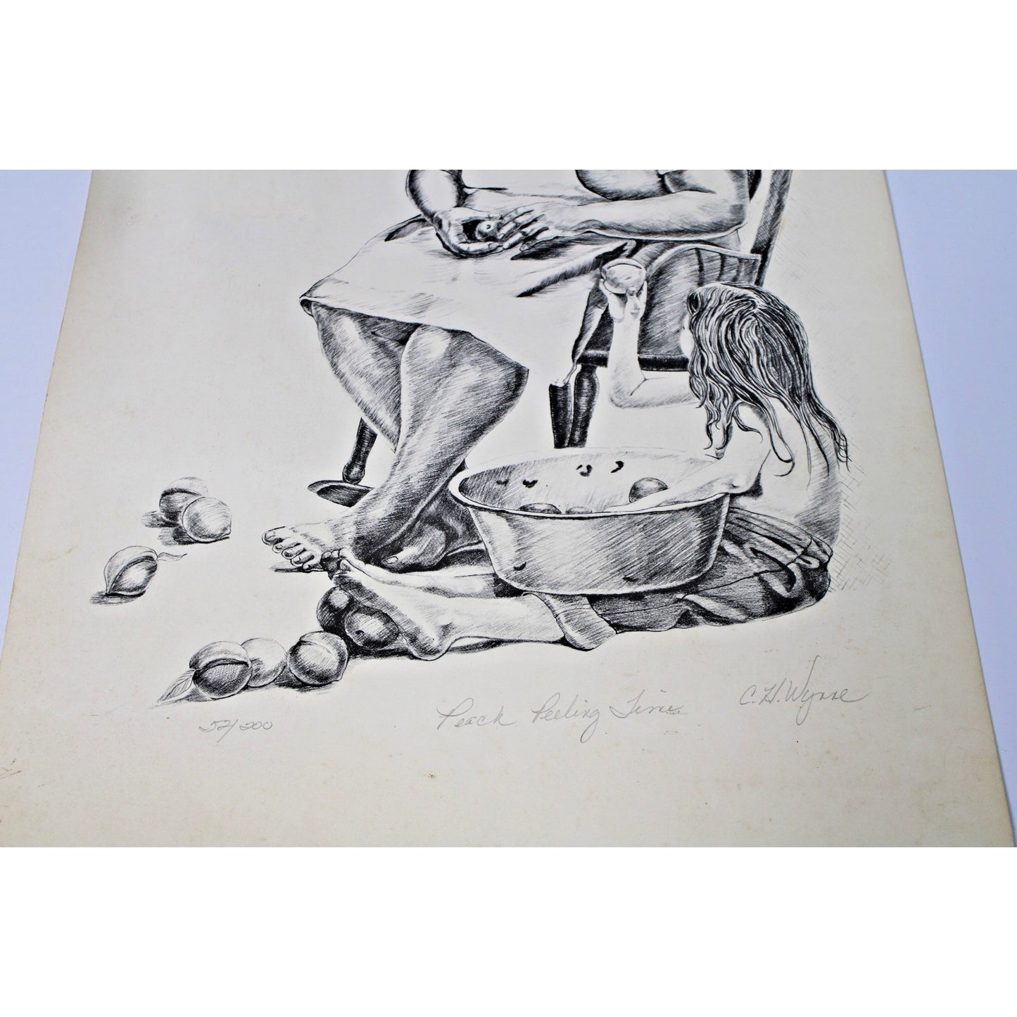Signed Numbered Lithograph "Peach Peeling Time" Southern Artist C.H. Wynne 20x13