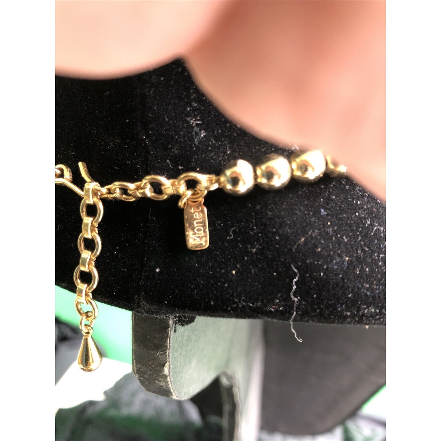 Vintage MONET Goldtone Bead 16” Choker Necklace Signed Tag