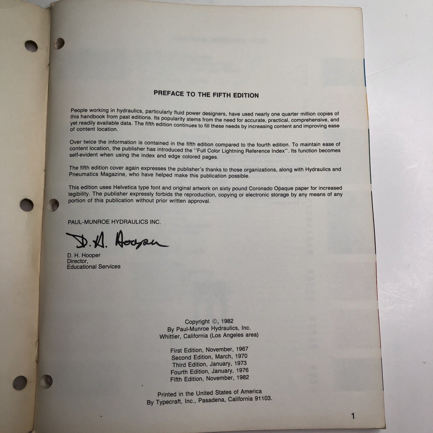 Fluid Power Designers’ Lightning Reference Handbook 5th Edition November 1982