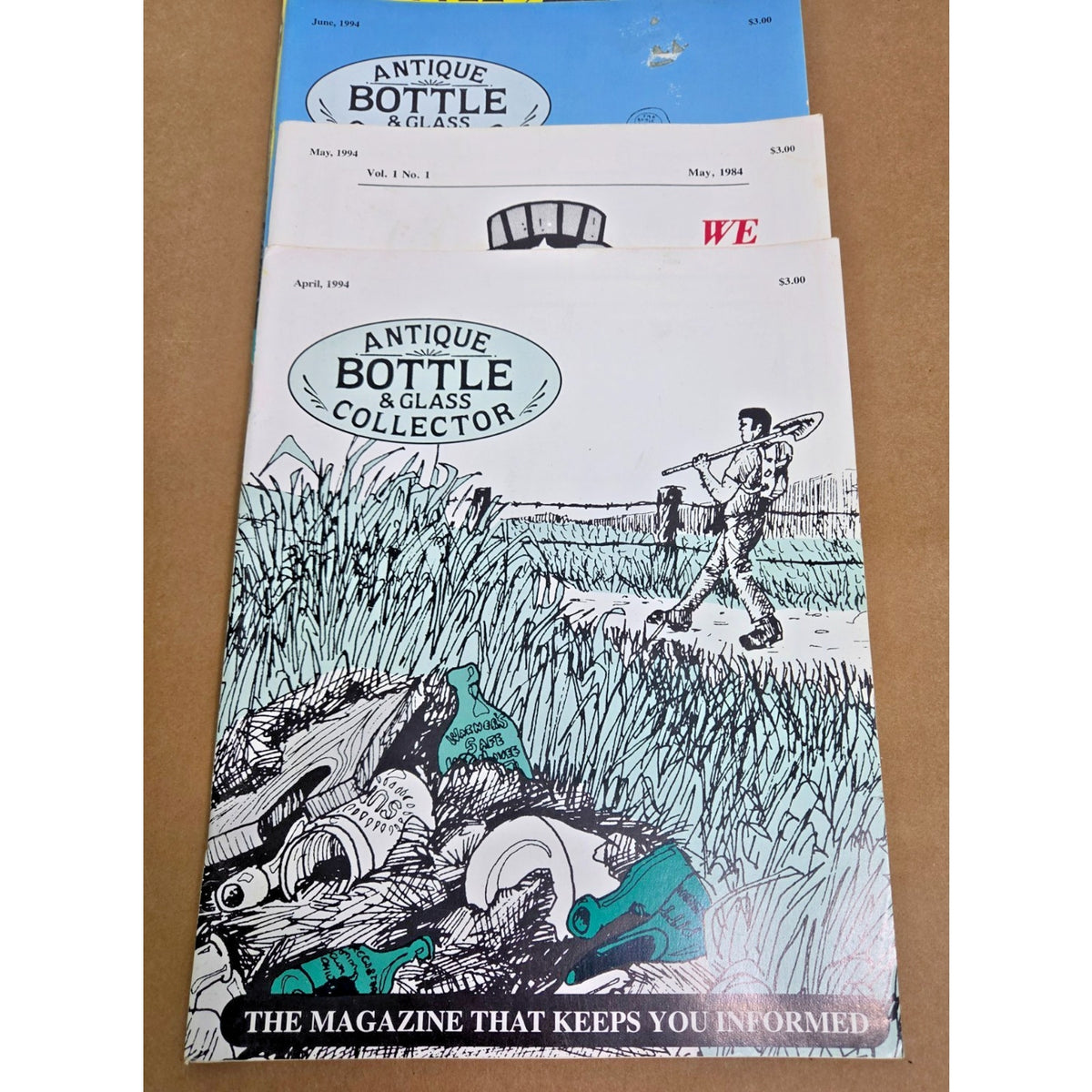 Vintage Antique Bottle & Glass Collector Magazine Lot 1984 1994 11 Issues