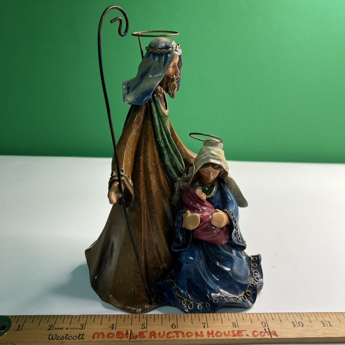 Holy Family Nativity Scene Figurine Statue Mary Joseph Jesus Christmas Decor 10”