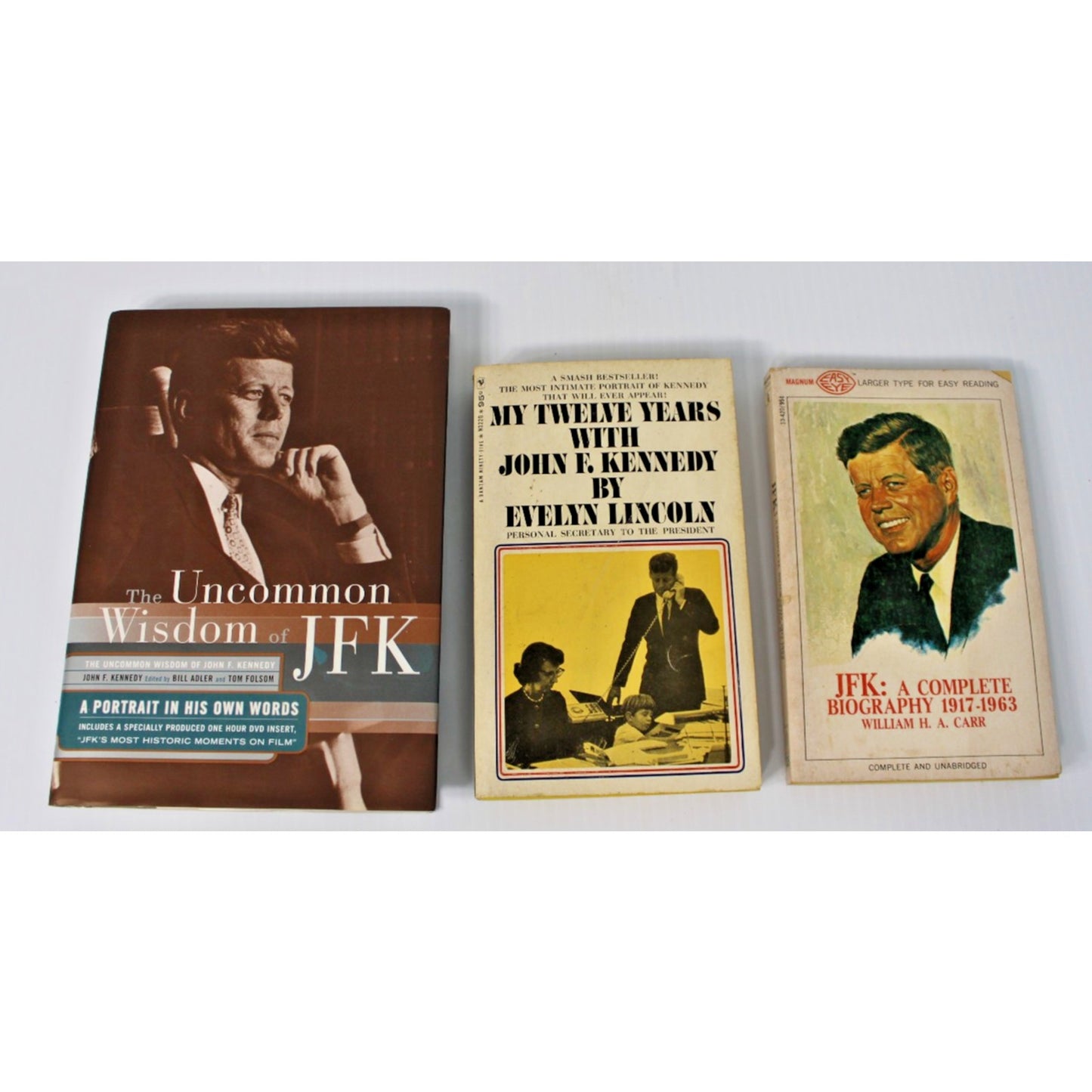 John F. Kennedy 3 Books + DVD: Uncommon Wisdom, Complete Biography, My 12 Years