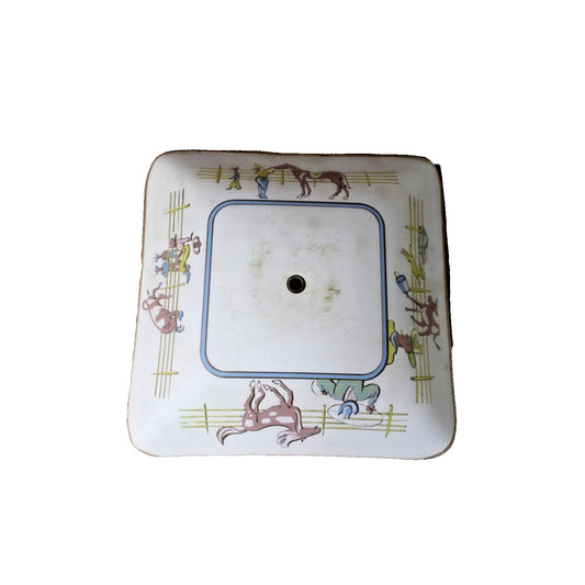 Vintage Cowboy Overhead Light Cover, Painted Frosted Glass, 1950s