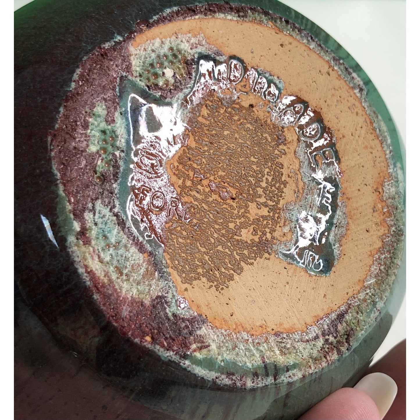 Vintage HAND MADE Studio Art Pottery FLOWER FROG JUG Vase Glazed Holes 4.5” High
