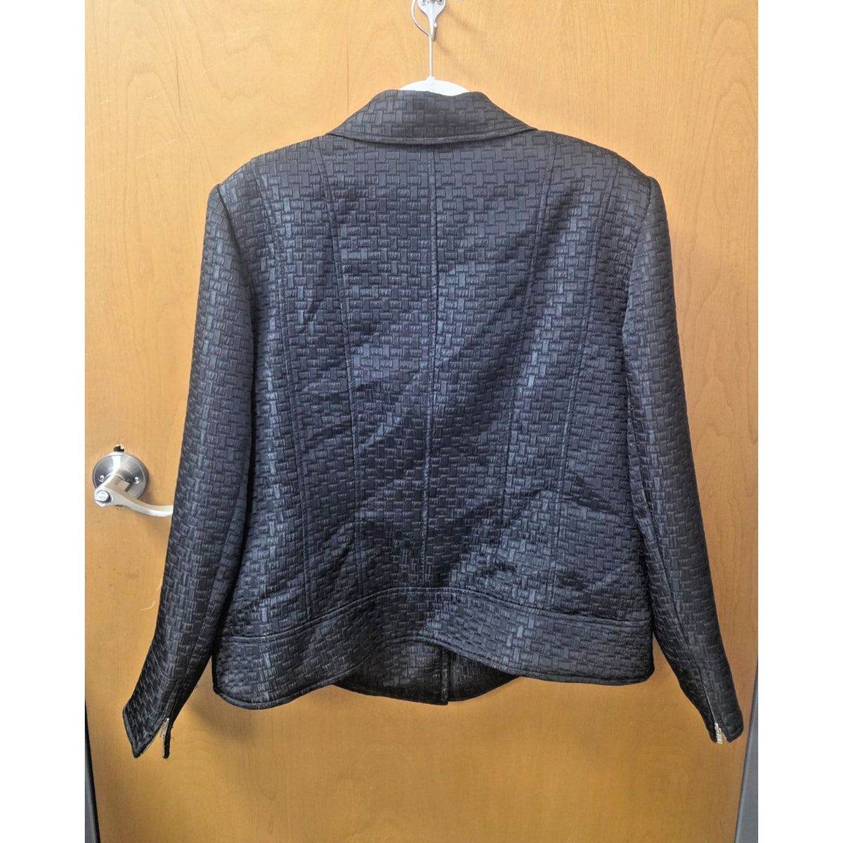 Alfani Woman 2X Black Textured Basketweave Zip Front Jacket Plus Size