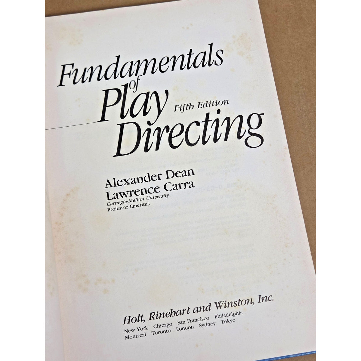 Vintage Fundamentals of Play Directing 5th Ed Instructor's Edition Dean Carra HC