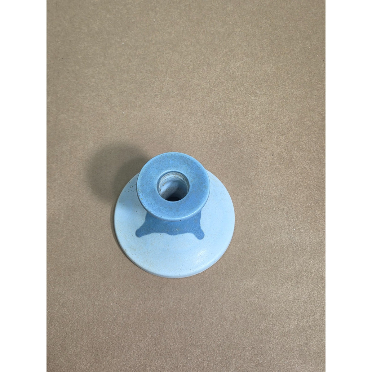 Vintage Pennsbury Pottery Blue Pedestal Candlestick Holder - MCM Folk Art