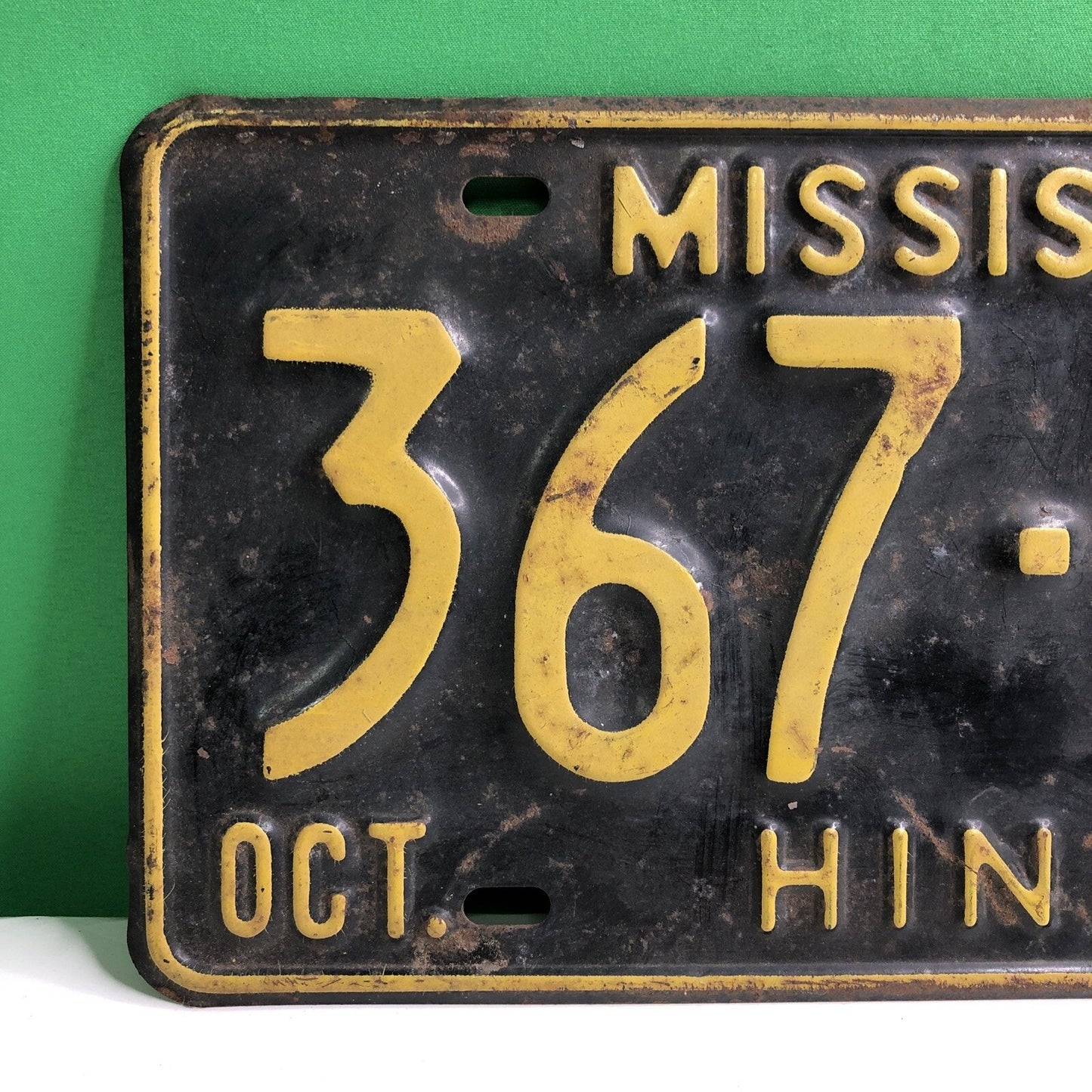 1956 Mississippi License Plate Car Tag Rat Rod Hinds County October Original
