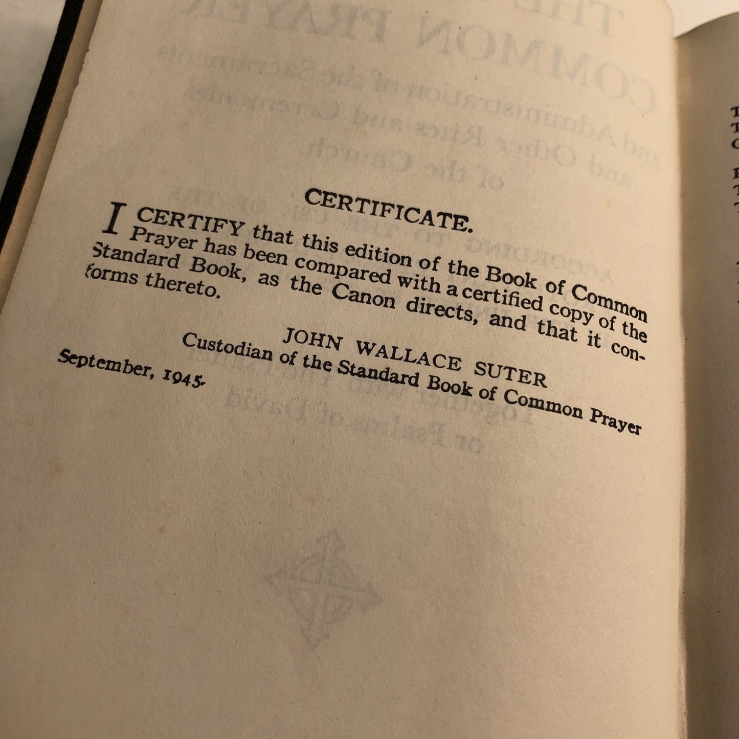 The Book of Common Prayer by The Church Pension Fund J.W. Suter 1945 Hardcover