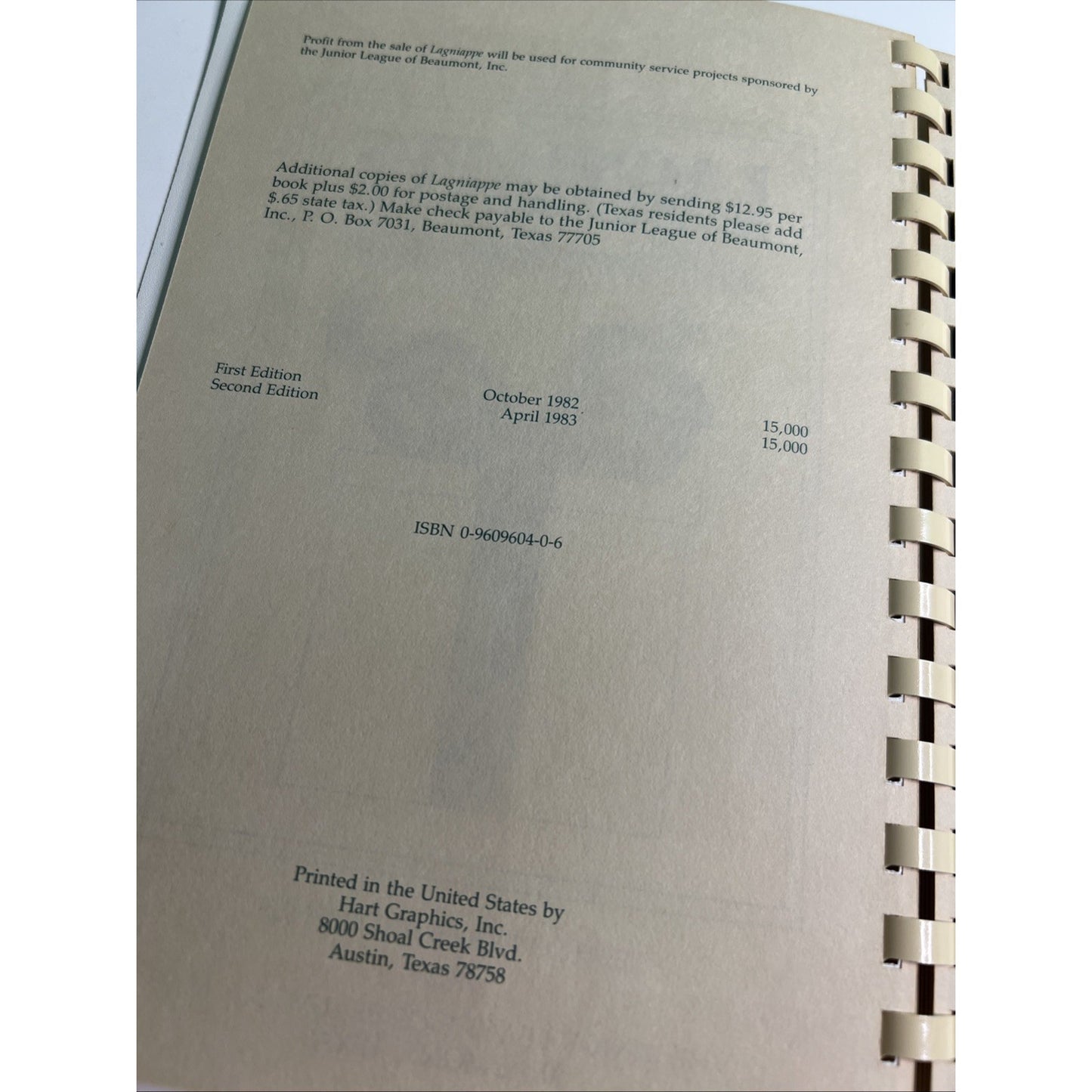 1982-83 Lagniappe A Little Something Extra Cookbook Junior League of Beaumont TX
