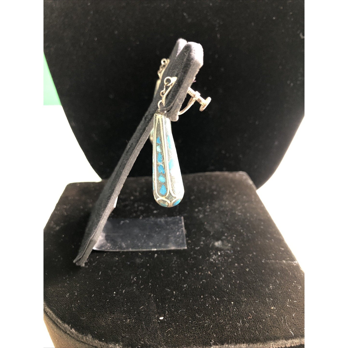 Unique Vintage Screw Back Turquoise Or Lapis Dangle Earrings