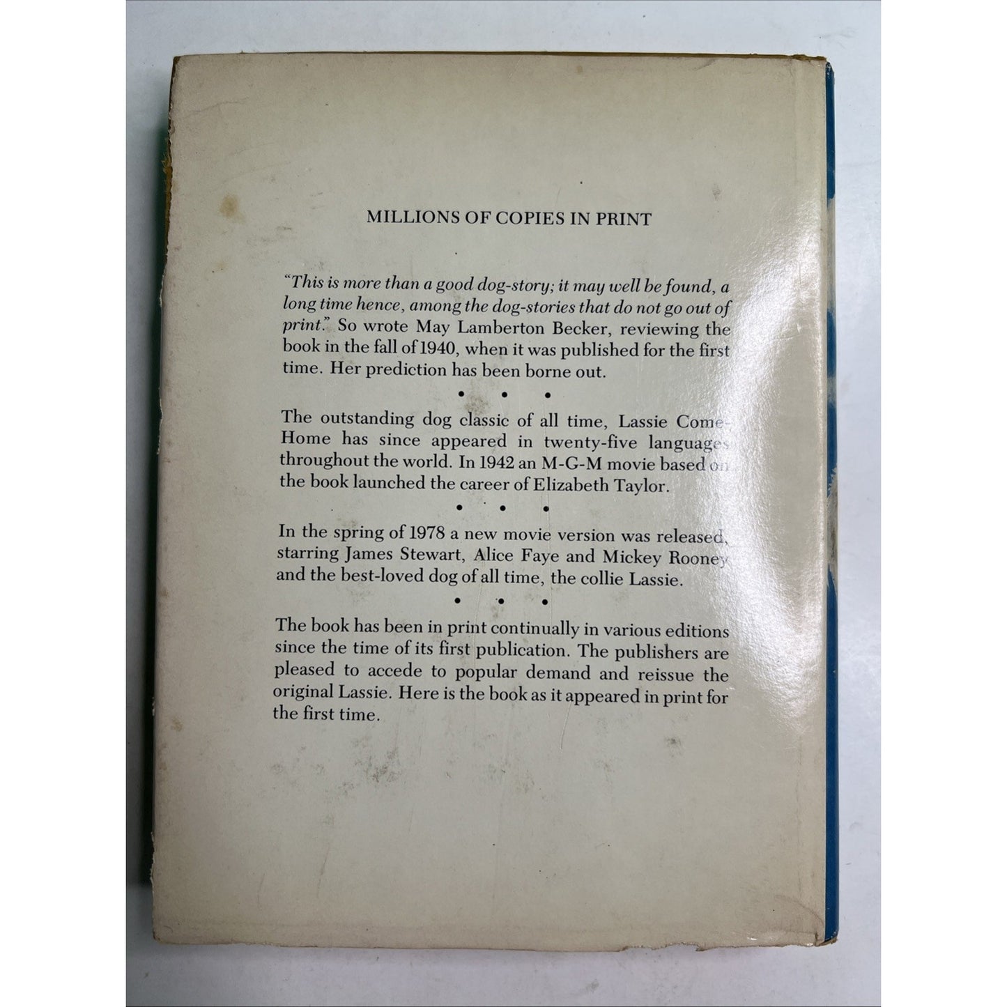 LASSIE COME HOME Eric Knight's Great Dog Story HC DJ 1978 Reissue Of Original Ed