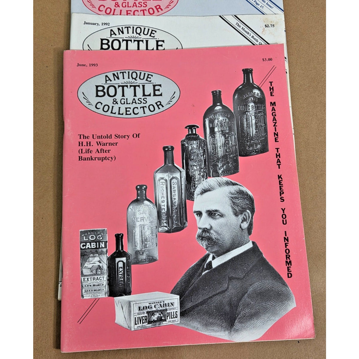 Vintage Antique Bottle & Glass Collector Magazine Lot 1991-1993 Set of 10